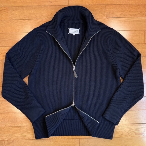 Maison Margiela Other - Maison Margiela 14 Mens Navy Blue Ribbed Zip-Up Cardigan Sweater ($1,576)‎